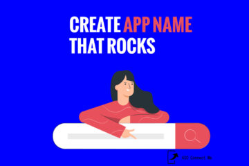 illustrated girl showing create app name that rocks